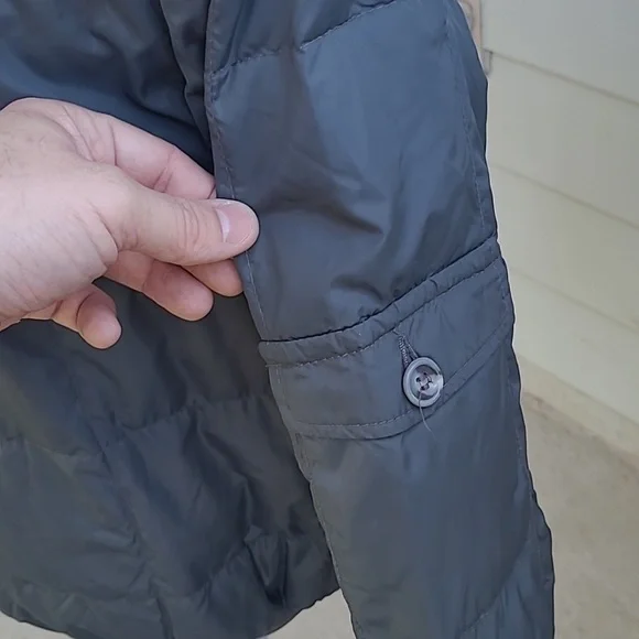 EDDIE BAUER Goose Down Puffer Grey Nylon USA Sz XL Half Zip Pullover Jacket RARE